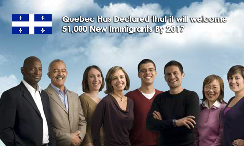 Quebec Has Declared that it will welcome 51000 New Immigrants By 2017 