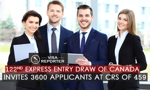 122nd Express Entry Draw of Canada-Invites 3600 Applicants at CRS of 459