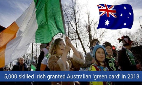 5000 skilled Irish people acquired Australian Permanent Residency in 2013