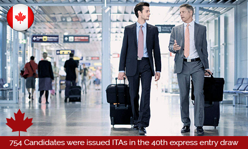 754 Candidates were issued ITAs in the 40th express entry draw