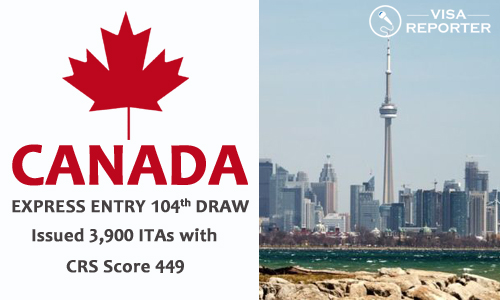 Canada Express Entry 104th Draw: Issued 3,900 ITAs with CRS Score 449