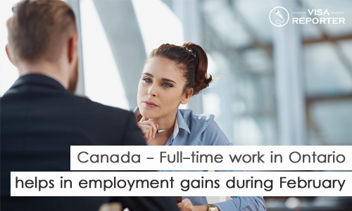 Canada - Full-time work in Ontario helps in employment gains during February
