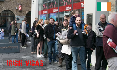Hundreds queued up all through the night on street of Dublin for Ireland Visas