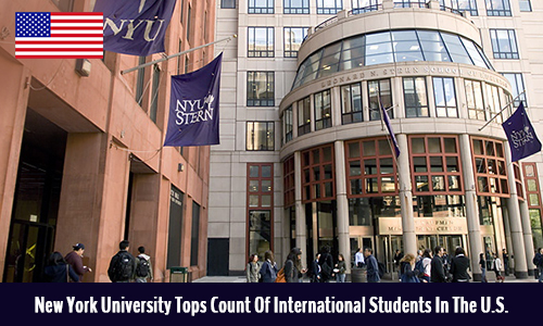New York University has got most foreign students in the US