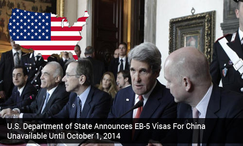 Chinese nationals can avail EB5 visas from 1 October 2014